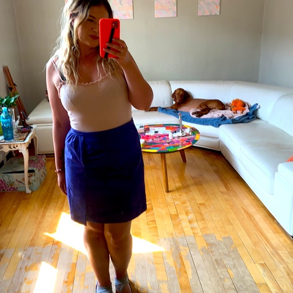 asymmetrical blue fauxsuede skirt by anthropologie - Picture 5 of 6